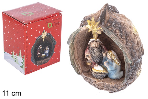 [110941] Créche de Noël enfant dans la noix 11 cm  