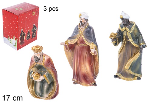 [110945] Figura 3 reyes magos de resina 17 cm