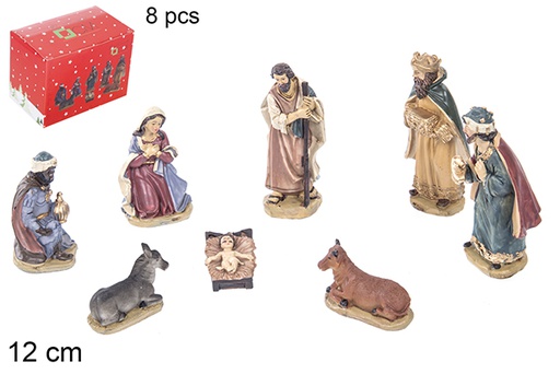 [110951] Pack 8 pieces resin Nativity scene 12 cm  