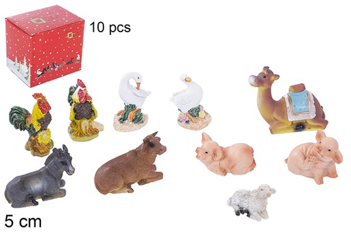 [110974] Pack 10 animaux en résine assortis