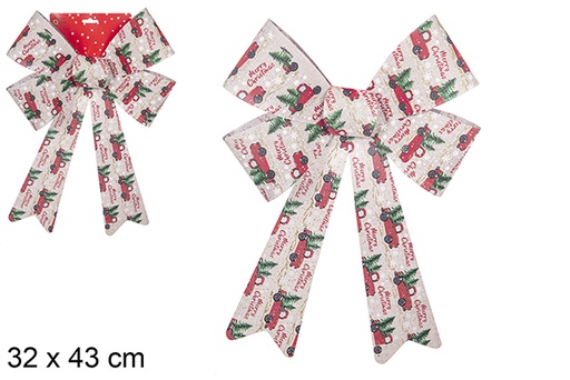 [111086] Christmas bow decorated with cars 32x43 cm