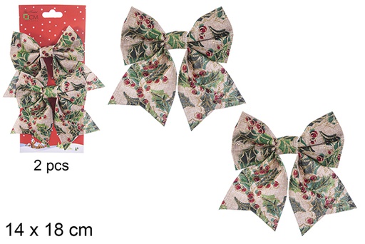 [111089] Pack 2 Christmas bows decorated with Easter flower 14x18 cm