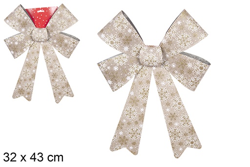 [111091] Gold Christmas bow decorated with snowflakes 32x43 cm