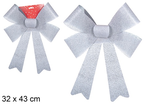 [111111] Christmas silver glitter bow 32x43 cm