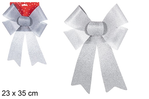 [111112] Silver glitter Christmas bow 23x35 cm