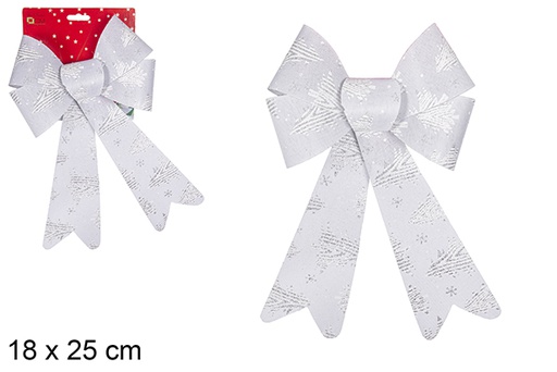 [111143] Silver Christmas bow decorated with tree 18x25 cm