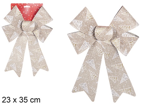 [111152] Gold Christmas bow decorated with tree 23x35 cm