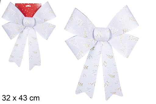 [111156] Silver Christmas bow decorated with tree 32x43 cm