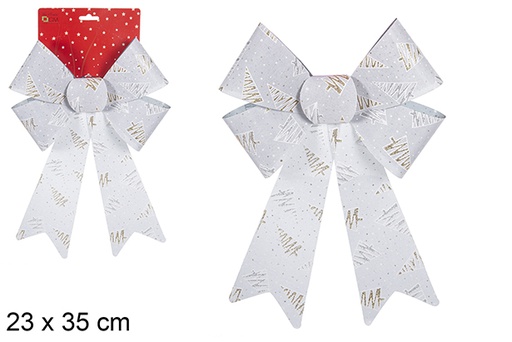 [111157] Silver Christmas bow decorated with tree 23x35 cm