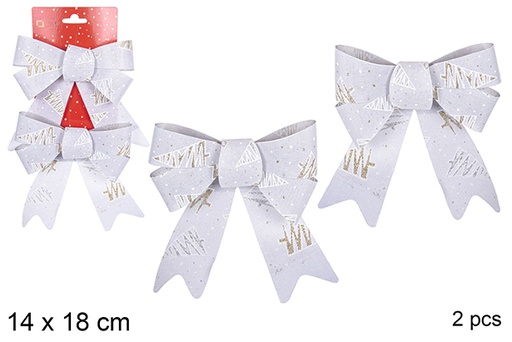 [111159] Pack 2 silver Christmas bows decorated with tree 14x18 cm