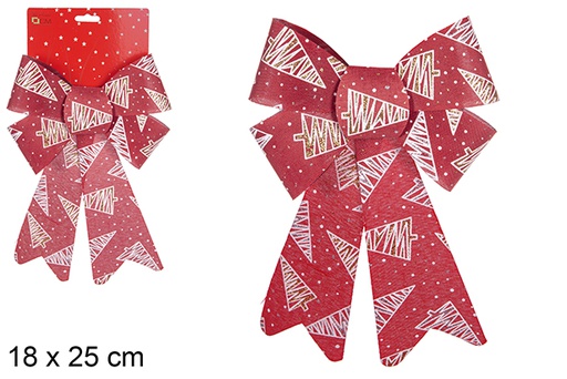 [111163] Red Christmas bow decorated with tree 18x25 cm