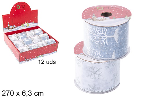 [111188] Christmas ribbon decorated tree/snowflakes assorted 270x6,3 cm