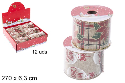 [111197] Fita de Natal decorada com flor de Páscoa/Merry Christmas 270x6,3 cm