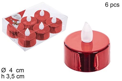[110422] Pack 6 candele luminose in PVC rosso 4 cm
