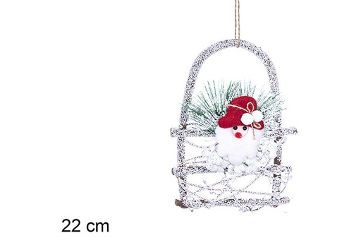 [110447] Pendentif panier de Noël blanc 22 cm