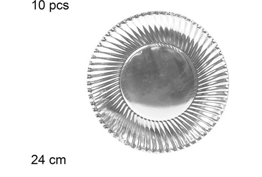 [110858] Pack 10 assiettes en papier de Noël argentées 24 cm