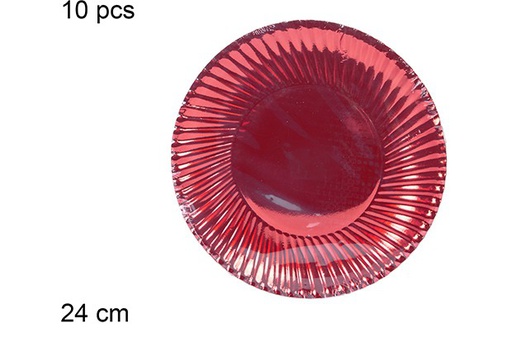 [110859] Pack 10 pratos de papel de Natal vermelhos de 24 cm