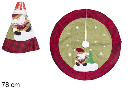 [111205] Coperta per piedi albero di Natale decorata Babbo Natale con albero e stelle 78 cm