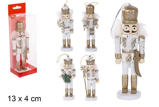 [111208] White wooden Christmas nutcracker assorted models 13 cm