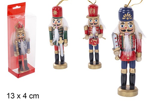 [111210] Wooden Christmas nutcrackers in assorted colours 13 cm