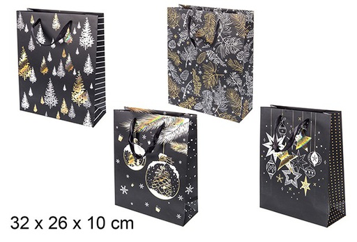 [111214] Bolsa negra regalo decoración Navidad surtidos 32x26 cm