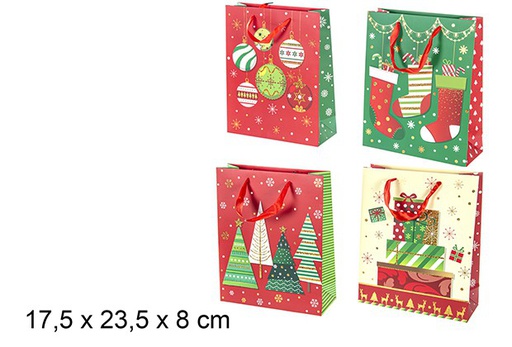 [111228] Bolsa color regalo decoración Navidad surtido 17,5x23,5 cm