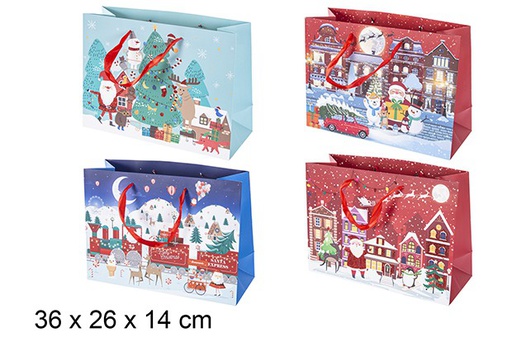 [111230] Bolsa color regalo decoración Navidad surtido 36x26 cm