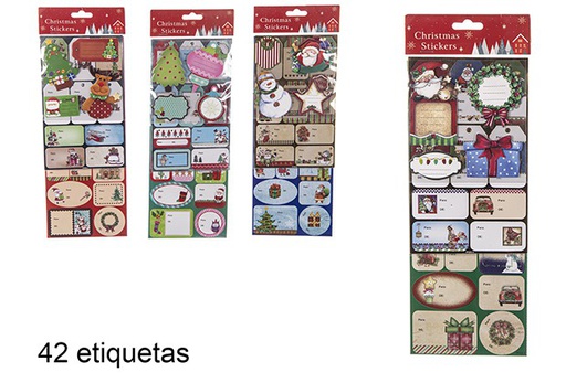 [111237] Pack 42 étiquettes cadeaux adhésives assorties