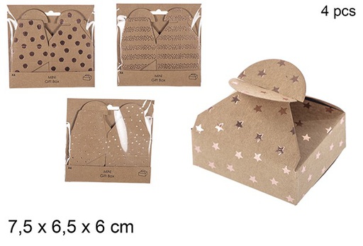 [111242] Pack 4 scatole regalo oro rosa assortiti 7,5x6,5x6 cm