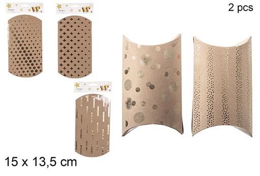 [111247] Pack 2 sacchetti regalo oro decorate natalizie 15x13,5 cm