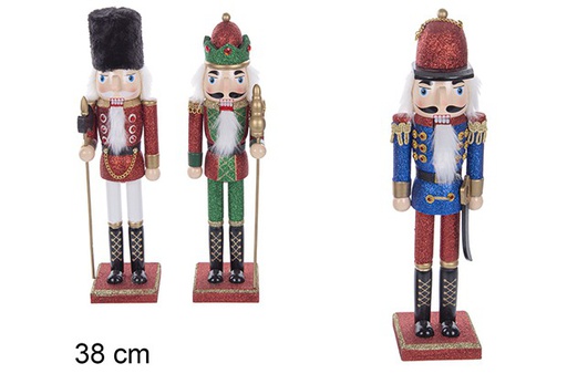 [111253] Casse-noix de Noël en bois pailleté modèles assortis 38 cm