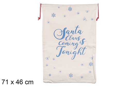 [111264] Decorated beige Christmas sack 71x46 cm