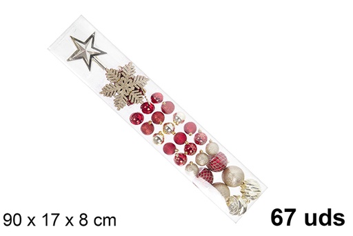 [111269] Pack di palline di Natale oro/rosse assortite 67 pezzi