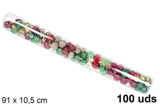 [111273] Pack 100 palline di Natale oro/rosso/verde assortite