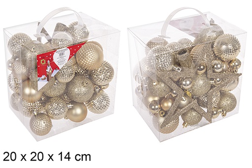 [111275] Pack de boules de Noël dorées avec pointe étoile