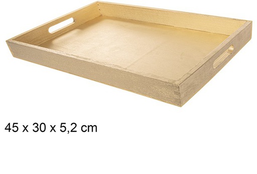 [111283] Golden wooden Christmas tray 45x30 cm