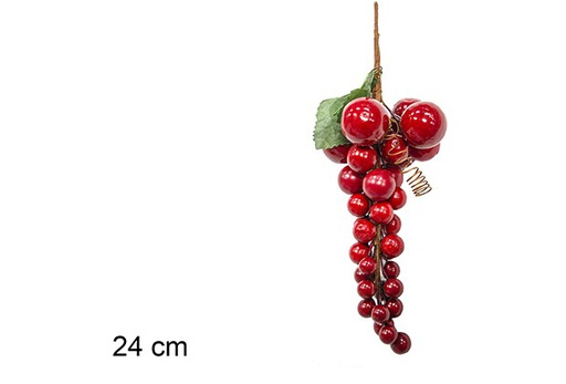 [111355] Red berries branch 24 cm