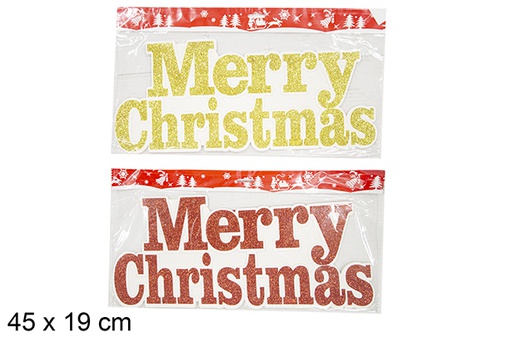 [111360] Plaque de porte Joyeux Noël or/rouge assorti 45 cm