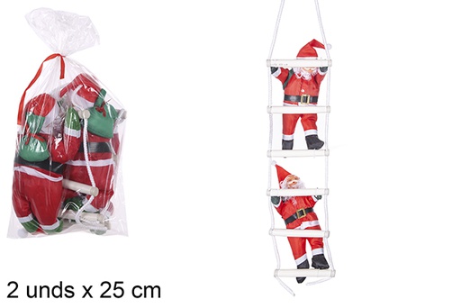 [111378] Papa Noel con traje impermeable y escalera 2x25 cm
