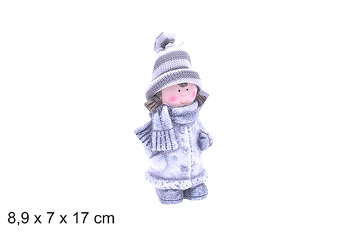 [205203] Figurine de Noël garçon/fille beige assortiment 17 cm