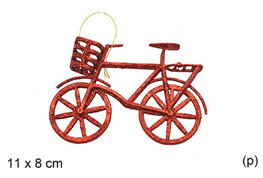 [205398] Pendentif vélo de Noël rouge 11x8 cm