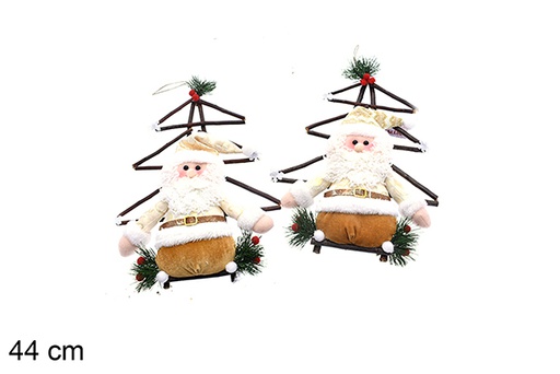 [205442] Colgante puerta árbol con Papa Noel oro 2 surtidos 44 cm