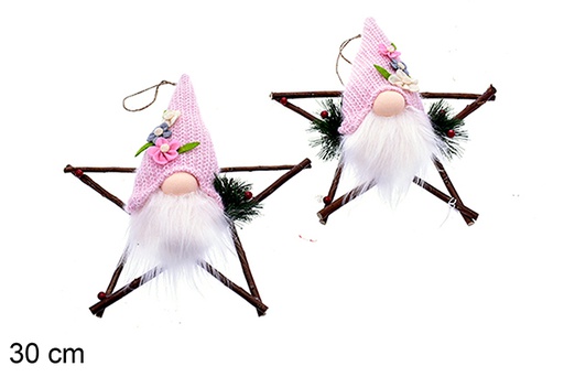 [205457] Ciondolo porta stella con bambola natalizia assortita 30 cm