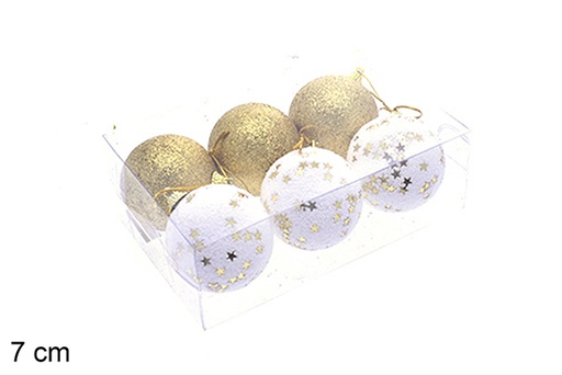 [205489] Pack 6 gold Christmas balls with star 7 cm