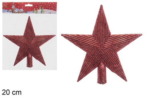 [205577] Red glitter tree star tip 20 cm