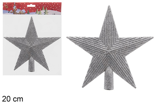 [205578] Silver glitter tree star tip 20 cm