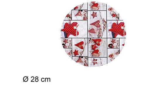 [111000] Round plastic tray with christmas hearts 28 cm