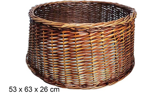 [111069] Cubre base mimbre color caoba para árbol Navidad 53x63 cm