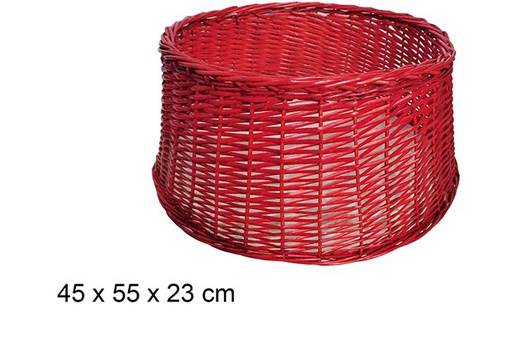 [111073] Cubre base mimbre color rojo para árbol Navidad 45x55 cm