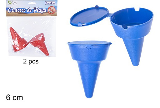 [110620] Pack 2 cendriers de plage en plastique 6 cm
